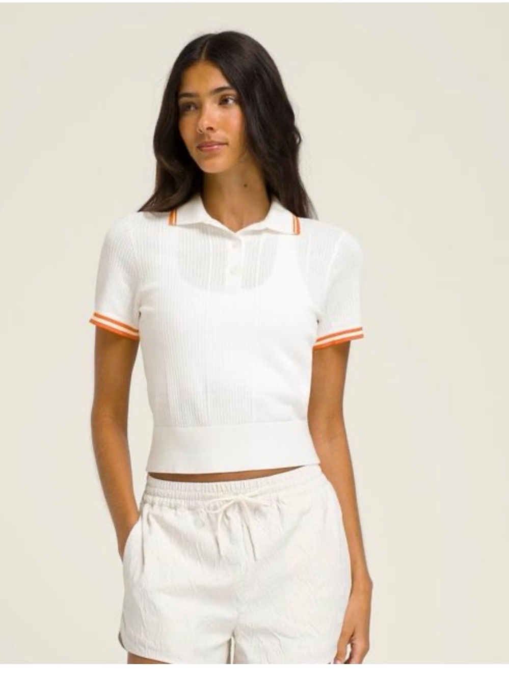 Wilson White Shrunken Essex Polo with Orange Trim